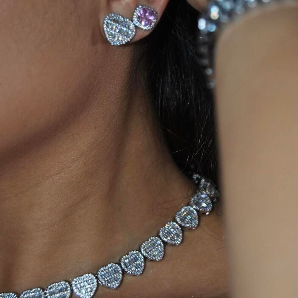 Iced Out Heart Necklace 16 Inch 4 Ea 4 - Picture 3 of 7